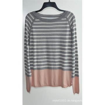 Damen Rundhals Gestreift Pullover Strick Pullover